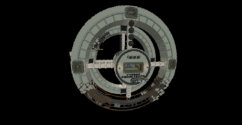 Gaia Station as seen from space near the main entrance.