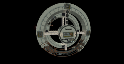 Gaia Station as seen from space near the main entrance.
